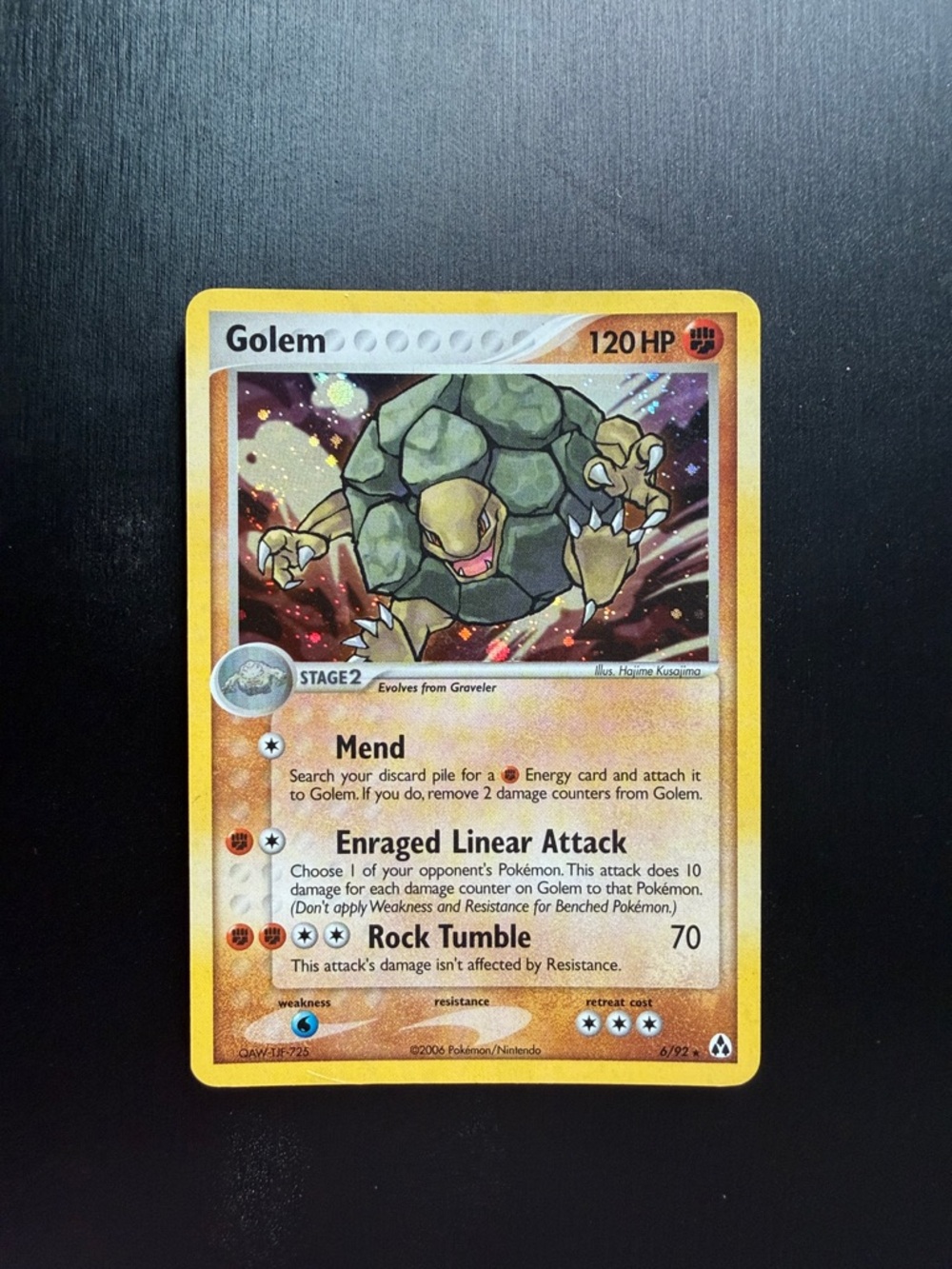 Golem Holographic Pokémon Card - Yellow Border 2006 Nintendo